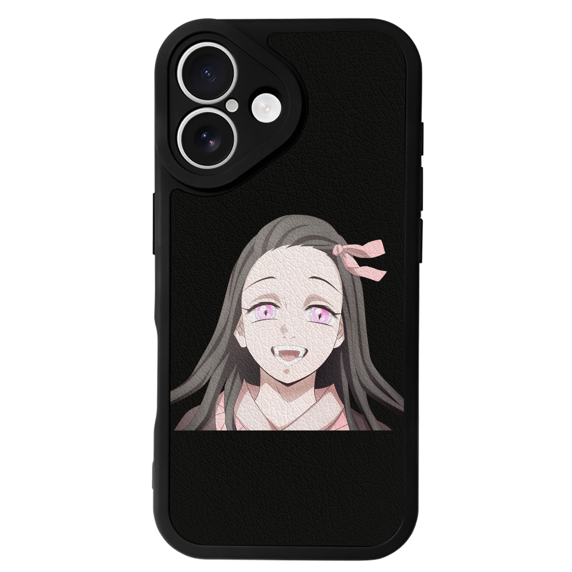 （画像用） 鬼滅の刃（きめつのやいば）竈門 禰󠄀豆子／かまど ねずこ Kamado Nezuko 【iPhone 16シリーズ対応】シリコンスマホケース（レザー調） 材質：シリコン